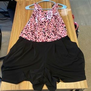 Torrid Black and Pink Leopard Romper